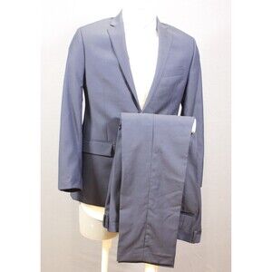 Ryan Seacrest Distinction Blue 2 Piece Suit 2 Btn Wool 40R Flat Fronts 36" W
